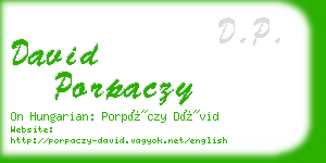 david porpaczy business card